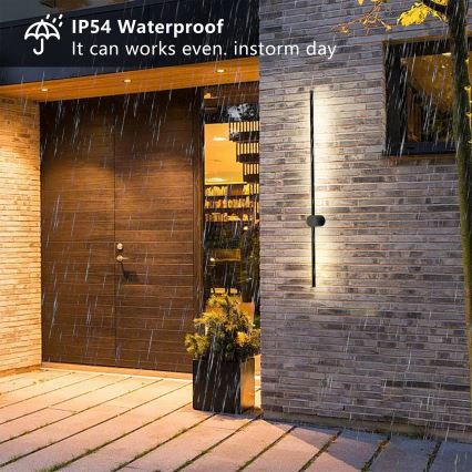 Brilagi AURA – Aplica de perete LED pentru exterior, 20W, 230V, 4000K, IP54, 97 cm, neagră, CRI 90