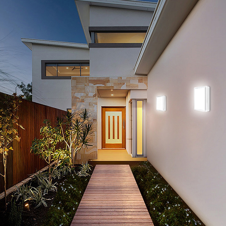 Brilagi - Aplica LED de exterior cu senzor BENE LED/18W/230V 22x22 cm alb IP54