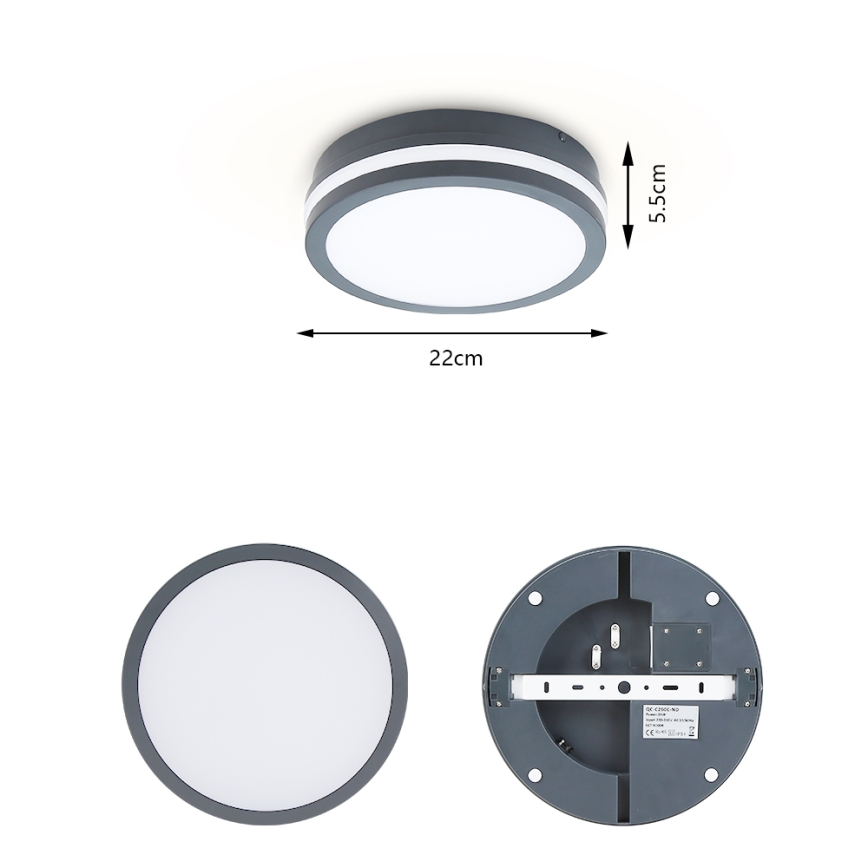 Brilagi - Corp de iluminat exterior cu senzor BENE LED/18W/230V diam. 22 cm antracit IP54