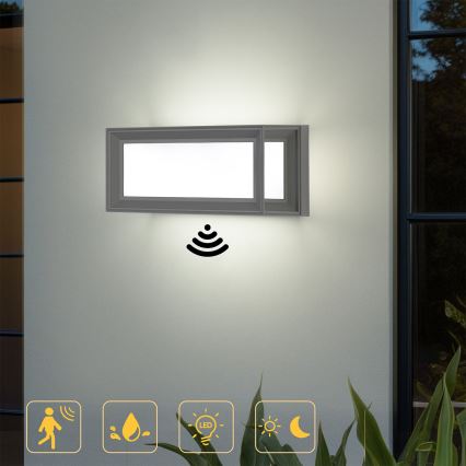 Brilagi - Aplica LED de exterior cu senzor PARKER LED/12W/230V gri IP44