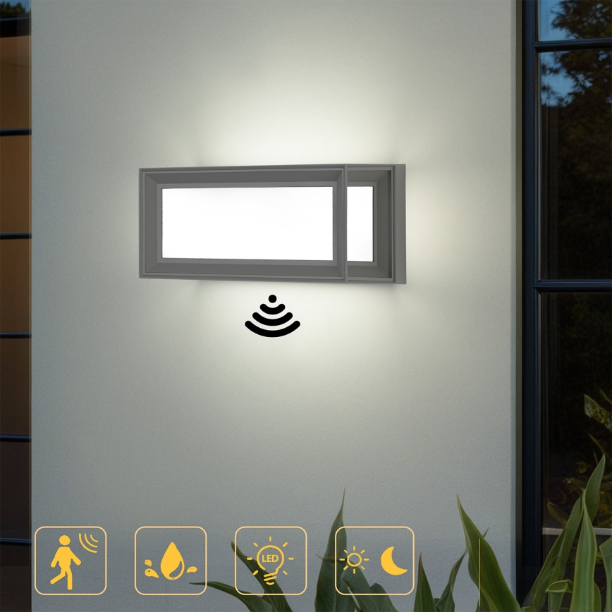 Brilagi - Aplica LED de exterior cu senzor PARKER LED/12W/230V gri IP44