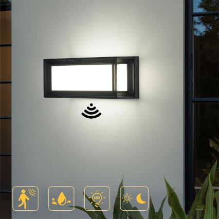 Brilagi - Aplica LED de exterior cu senzor PARKER LED/12W/230V negru IP44