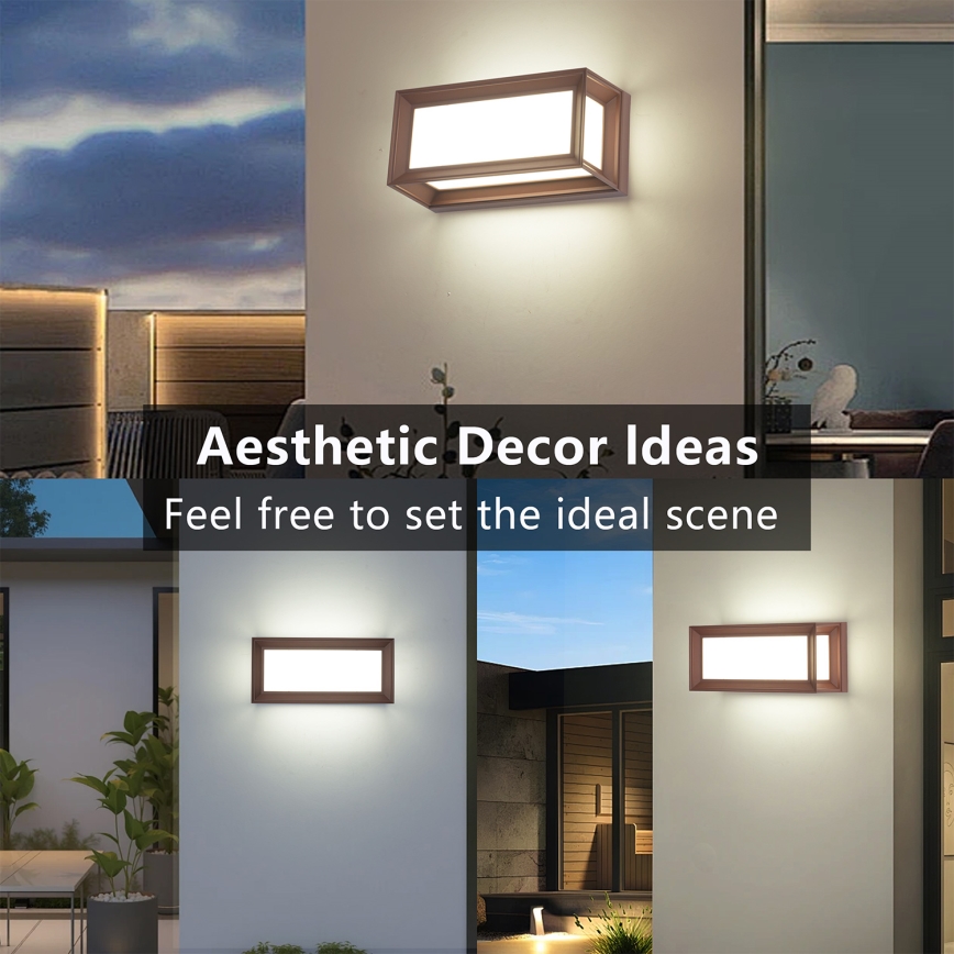 Brilagi - Lampă LED de perete pentru exterior cu senzor PARKER LED/12W/230V maro IP44
