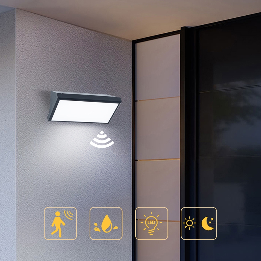 Brilagi - Aplică de exterior LED cu senzor TRIANGLE LED/20W/230V antracit IP65