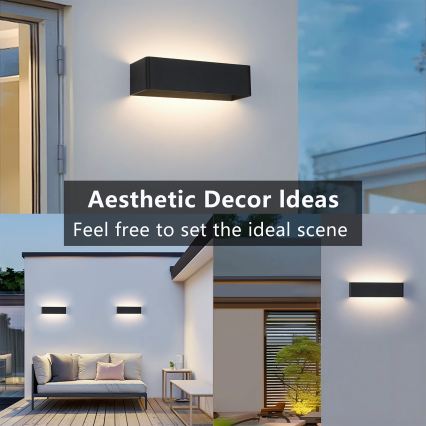 Brilagi - Aplica LED de exterior DONNANI, 12W, 230V, 30 cm, negru, IP44