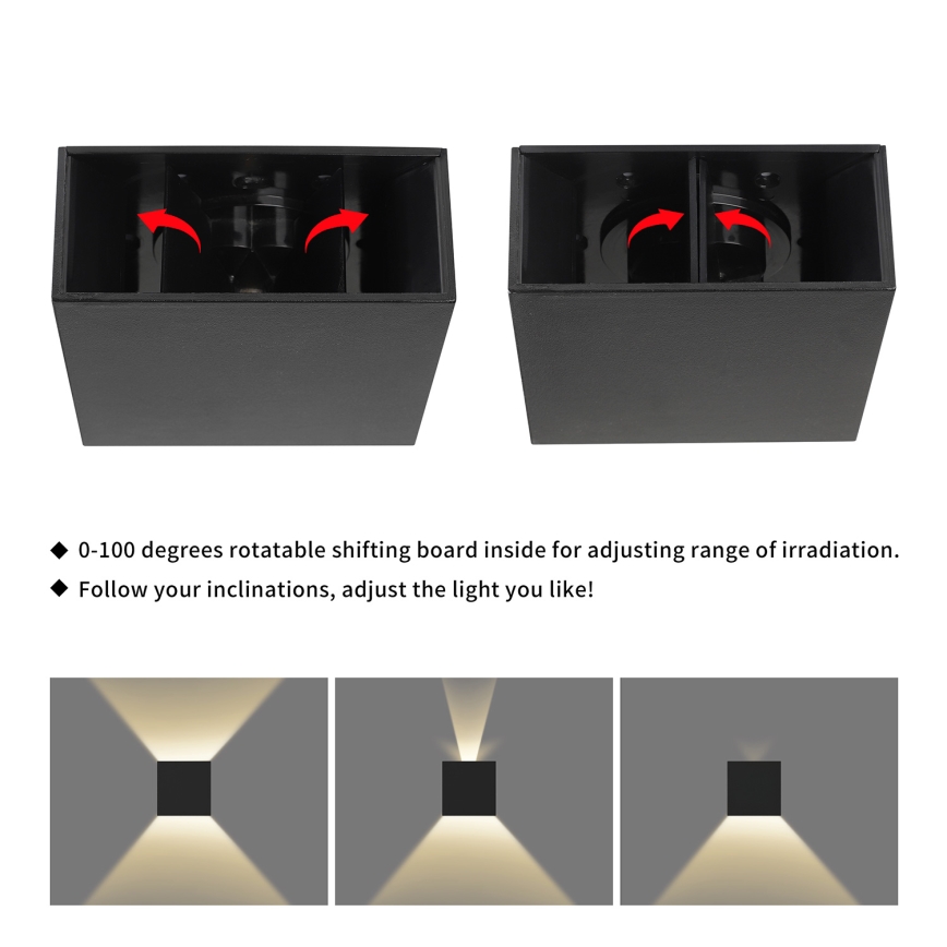 Brilagi - Aplică LED de exterior DOUBLERAY LED/4W/230V neagră IP65