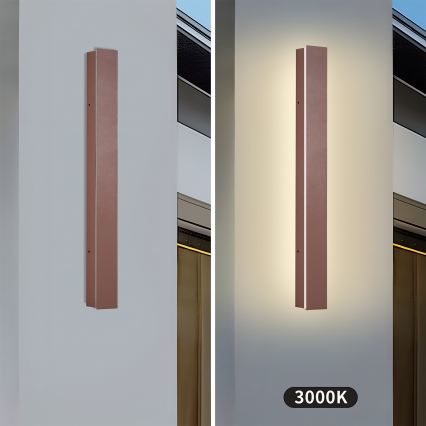 Brilagi - Aplica de perete LED pentru exterior LINEAR, 12W, 230V, 3000K, IP65, 50 cm, maro, CRI 90