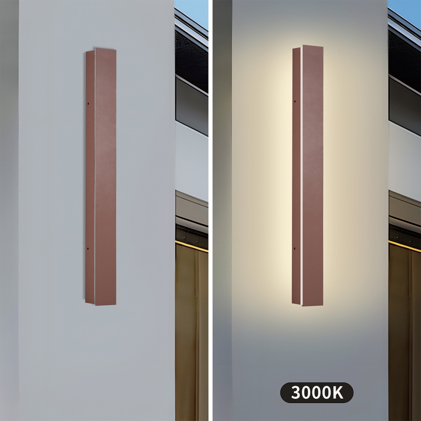 Brilagi - Aplica de perete LED pentru exterior LINEAR, 12W, 230V, 3000K, IP65, 50 cm, maro, CRI 90