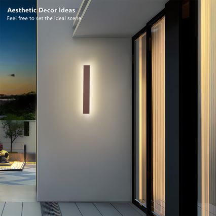 Brilagi - Aplica de perete LED pentru exterior LINEAR, 12W, 230V, 3000K, IP65, 50 cm, maro, CRI 90