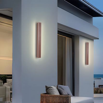 Brilagi - Aplica de perete LED pentru exterior LINEAR, 12W, 230V, 3000K, IP65, 50 cm, maro, CRI 90