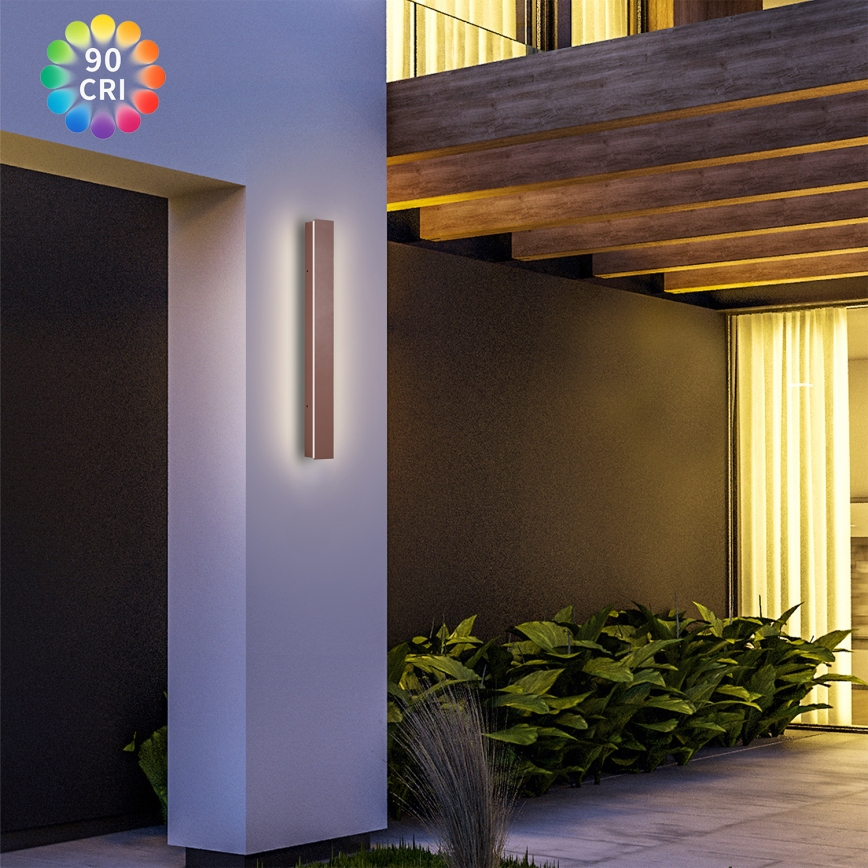 Brilagi - Aplica de perete LED pentru exterior LINEAR, 12W, 230V, 3000K, IP65, 50 cm, maro, CRI 90
