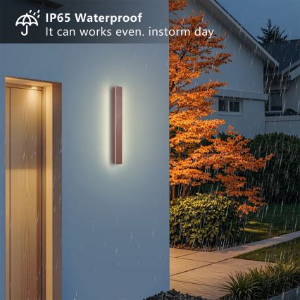 Brilagi - Aplica de perete LED pentru exterior LINEAR, 12W, 230V, 3000K, IP65, 50 cm, maro, CRI 90