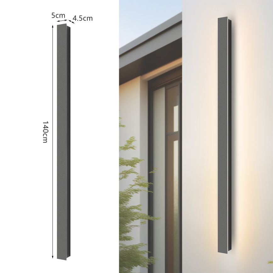 Brilagi - Aplica de perete LED pentru exterior LINEAR, 32W, 230V, 3000K, IP65, 140 cm, antracit, CRI 90