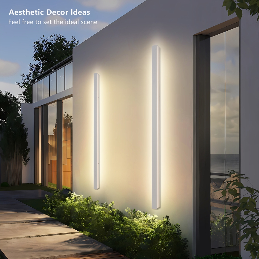 Brilagi - Aplică LED de perete pentru exterior LINEAR, 32 W, 230 V, 3000 K, IP65, 140 cm, albă, CRI 90