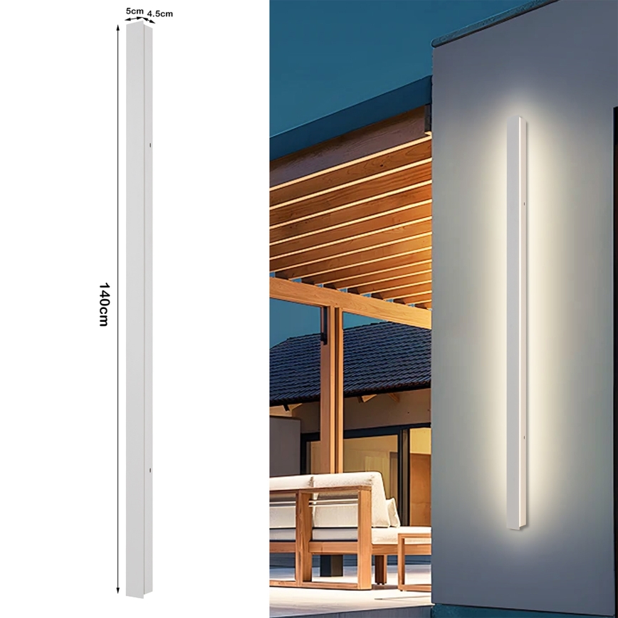 Brilagi - Aplică LED de perete pentru exterior LINEAR, 32 W, 230 V, 3000 K, IP65, 140 cm, albă, CRI 90