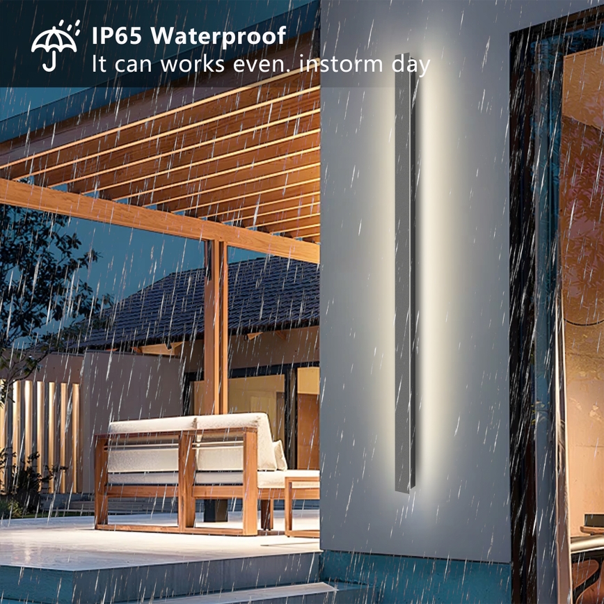 Brilagi - Aplică LED de perete LINEAR pentru exterior, 32 W, 230 V, 4000 K, IP65, 140 cm, antracit, CRI 90