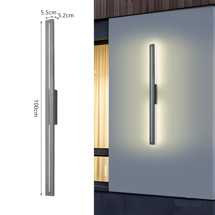 Brilagi - Aplica de perete LED LINEO, 24W/230V, 3000K, IP65, 100 cm, antracit, CRI 90