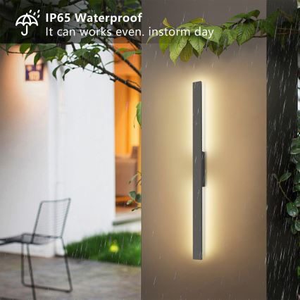 Brilagi - Aplică LED de exterior LUNA, 24W, 230V, 3000K, IP65, 100 cm, antracit, CRI 90