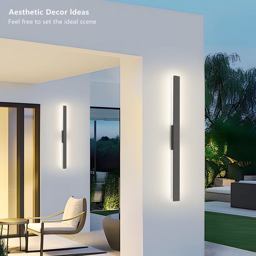 Brilagi - Aplică LED de exterior LUNA, 24W, 230V, 3000K, IP65, 100 cm, antracit, CRI 90