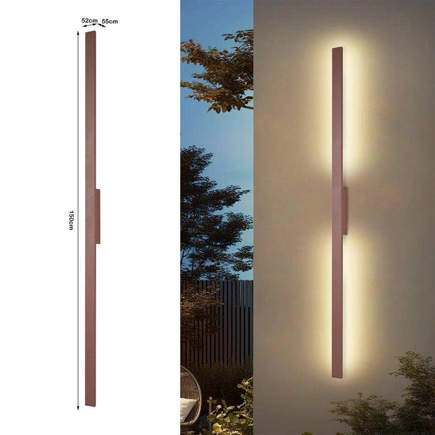 Brilagi - Lampă LED de perete pentru exterior LUNA LED/30W/230V 3000K IP65 150 cm maro CRI 90