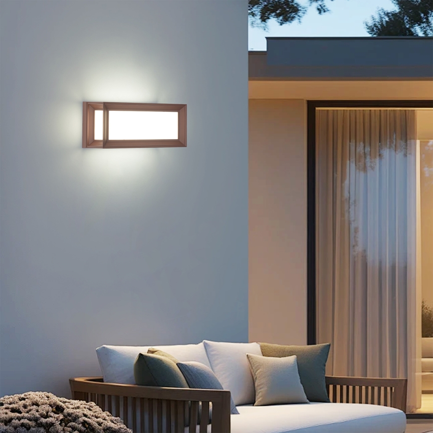 Brilagi - Aplică de perete pentru exterior LED PARKER, 12 W, 230 V, 3000/4500/6000 K, maro, IP44