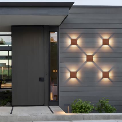 Brilagi - Aplică LED de exterior QUADRAY LED/6W/230V, decor lemn, IP54