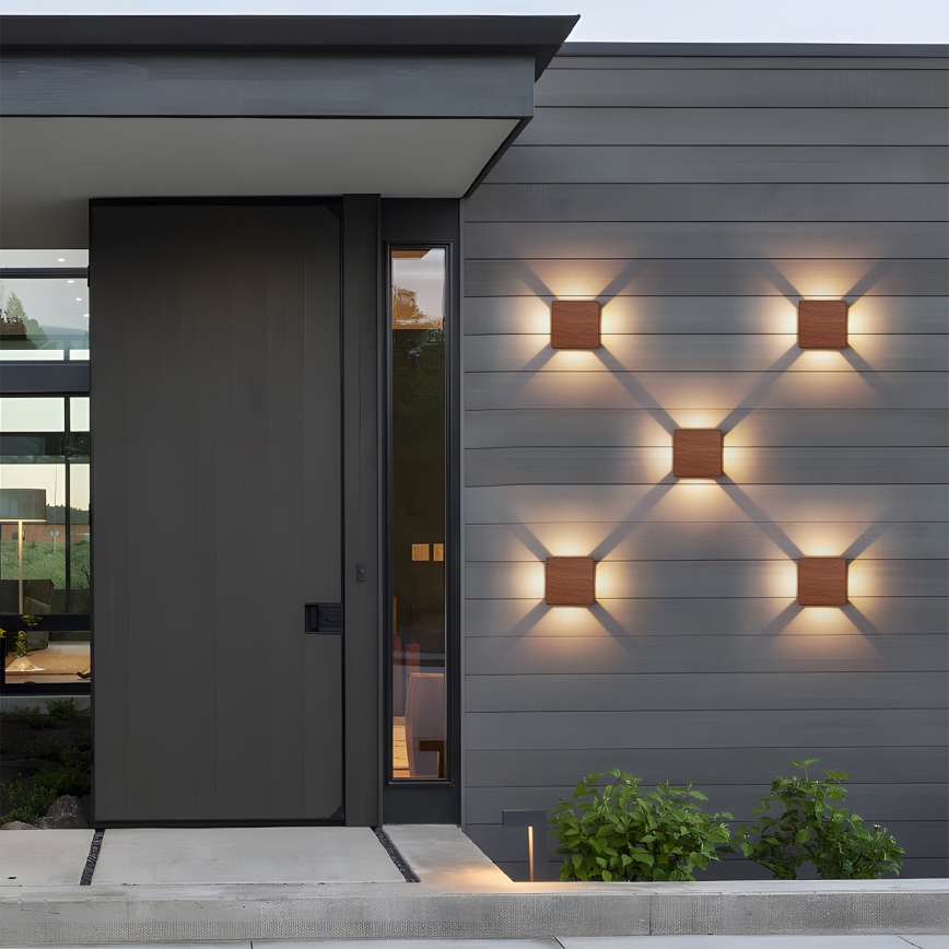 Brilagi - Aplică LED de exterior QUADRAY LED/6W/230V, decor lemn, IP54