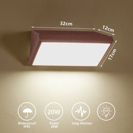Brilagi - Aplică LED de exterior TRIANGLE, 20W, 230V, maro, IP65