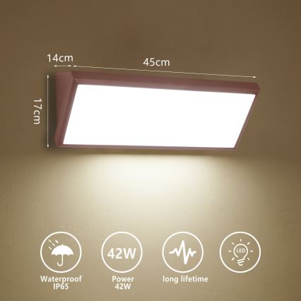 Brilagi - Aplica de perete LED pentru exterior TRIANGLE, 42W, 230V, 3000/4000/6500K, 45 cm, maro, IP65