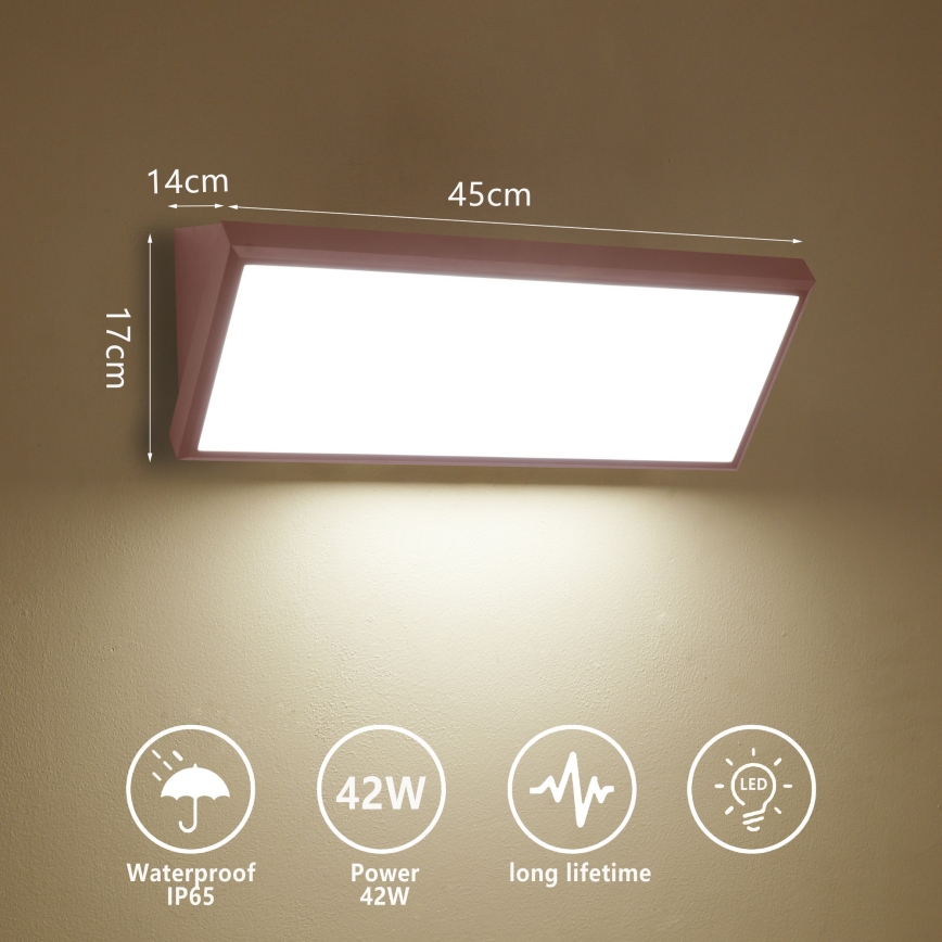 Brilagi - Aplica de perete LED pentru exterior TRIANGLE, 42W, 230V, 3000/4000/6500K, 45 cm, maro, IP65