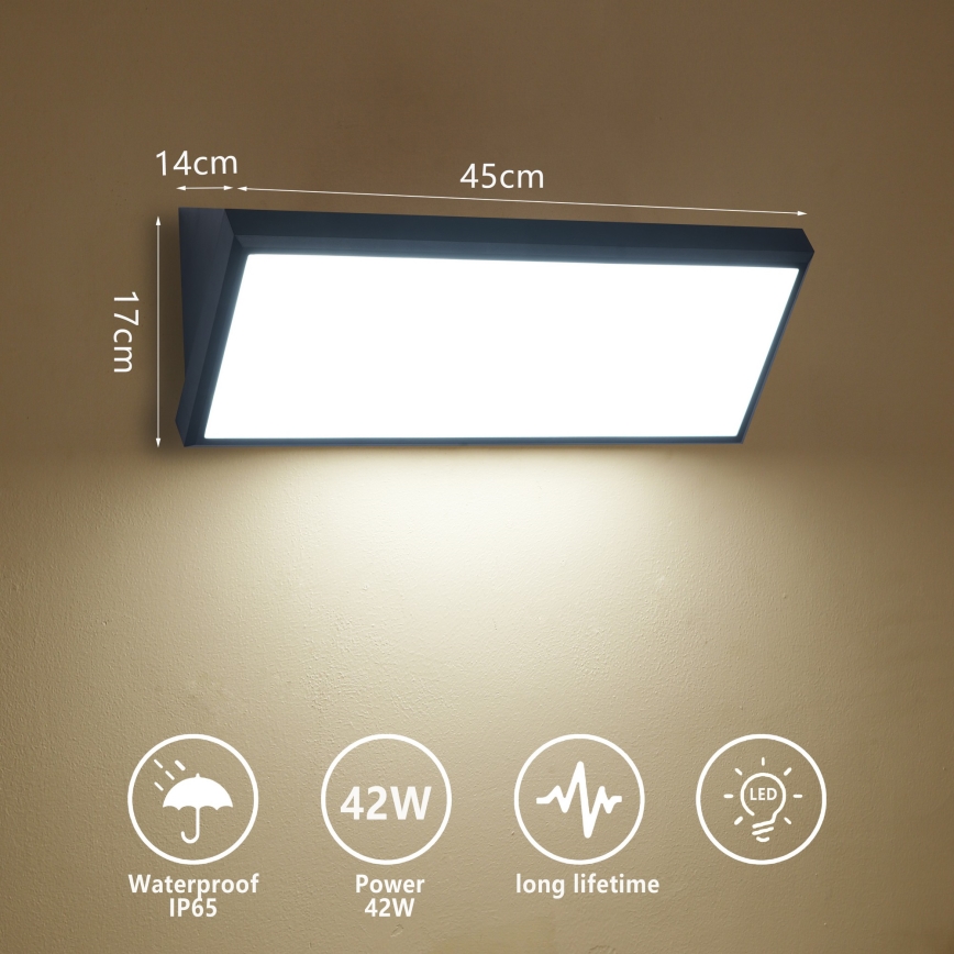 Brilagi - Aplica LED de exterior TRIANGLE, 42W, 230V, 3000/4000/6500K, 45 cm, negru, IP65
