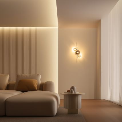 Brilagi - Aplică LED de perete MILLA 3xG9/3W/230V crom negru/sticlă fumurie