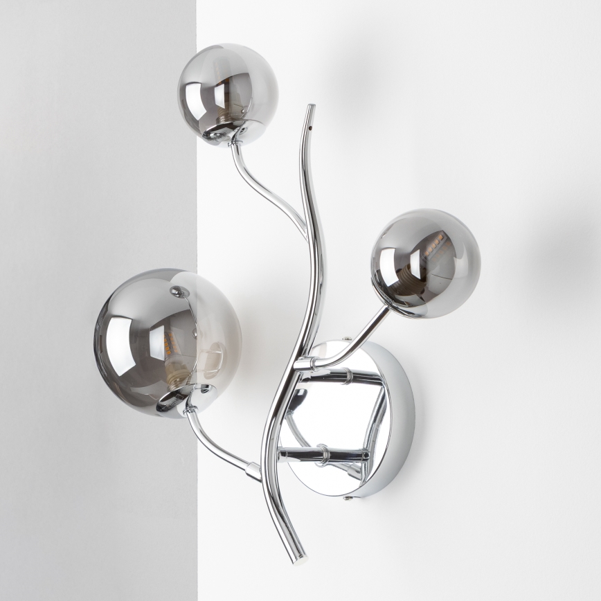 Brilagi - Aplica LED de perete MISTEL 3xG9/3W/230V negru cromat/sticlă fumurie