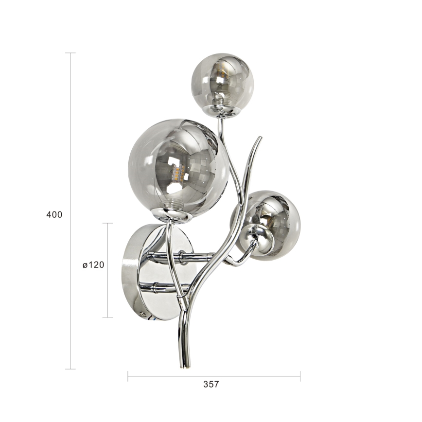 Brilagi - Aplica LED de perete MISTEL 3xG9/3W/230V negru cromat/sticlă fumurie