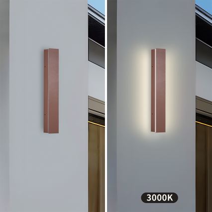 Brilagi - Aplică LED de exterior LINEAR, 8W, 230V, 3000K, IP65, 30 cm, maro, CRI 90