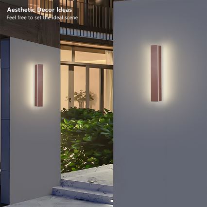 Brilagi - Aplică LED de exterior LINEAR, 8W, 230V, 3000K, IP65, 30 cm, maro, CRI 90