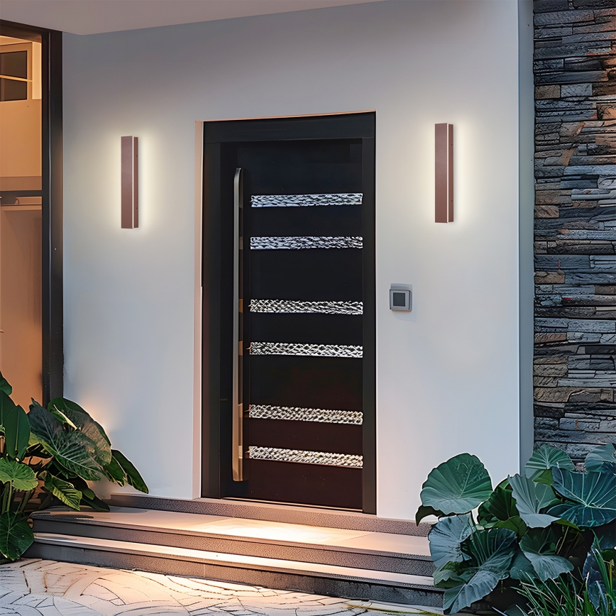 Brilagi - Aplică LED de exterior LINEAR, 8W, 230V, 3000K, IP65, 30 cm, maro, CRI 90
