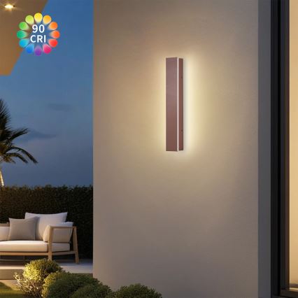 Brilagi - Aplică LED de exterior LINEAR, 8W, 230V, 3000K, IP65, 30 cm, maro, CRI 90