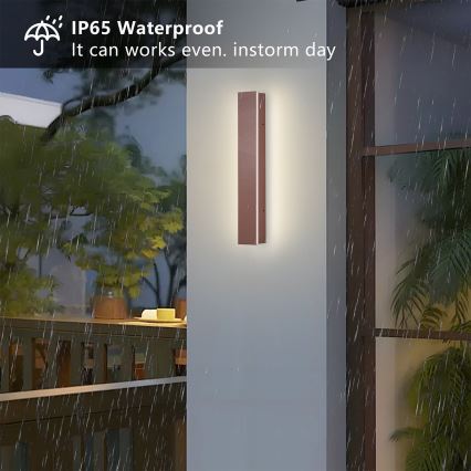 Brilagi - Aplică LED de exterior LINEAR, 8W, 230V, 3000K, IP65, 30 cm, maro, CRI 90