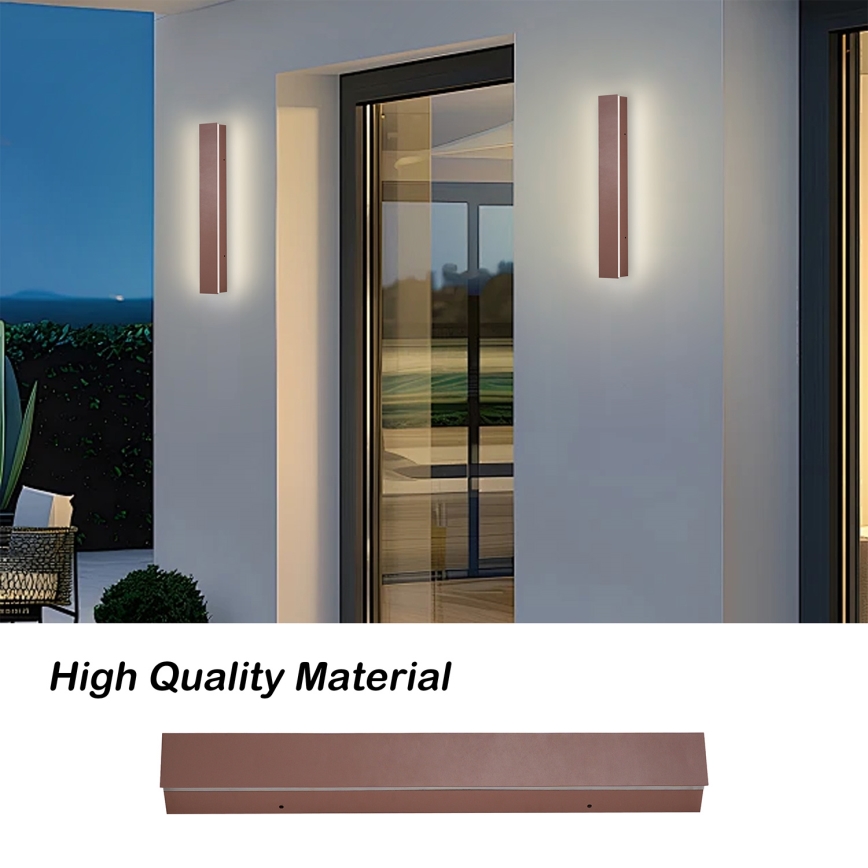 Brilagi - Aplică LED de exterior LINEAR, 8W, 230V, 3000K, IP65, 30 cm, maro, CRI 90