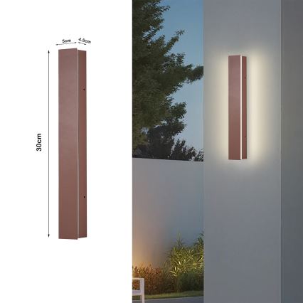 Brilagi - Aplică LED de exterior LINEAR, 8W, 230V, 3000K, IP65, 30 cm, maro, CRI 90