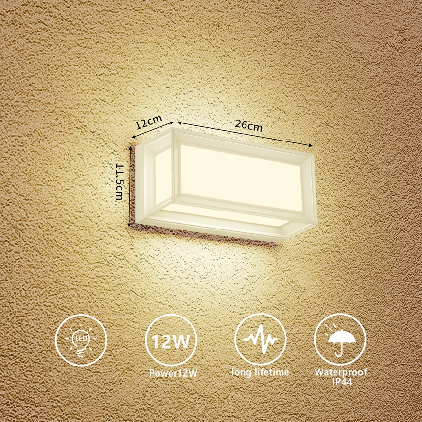 Brilagi - Aplica de perete LED pentru exterior PARKER LED/12W/230V 3000/4500/6000K alb IP44