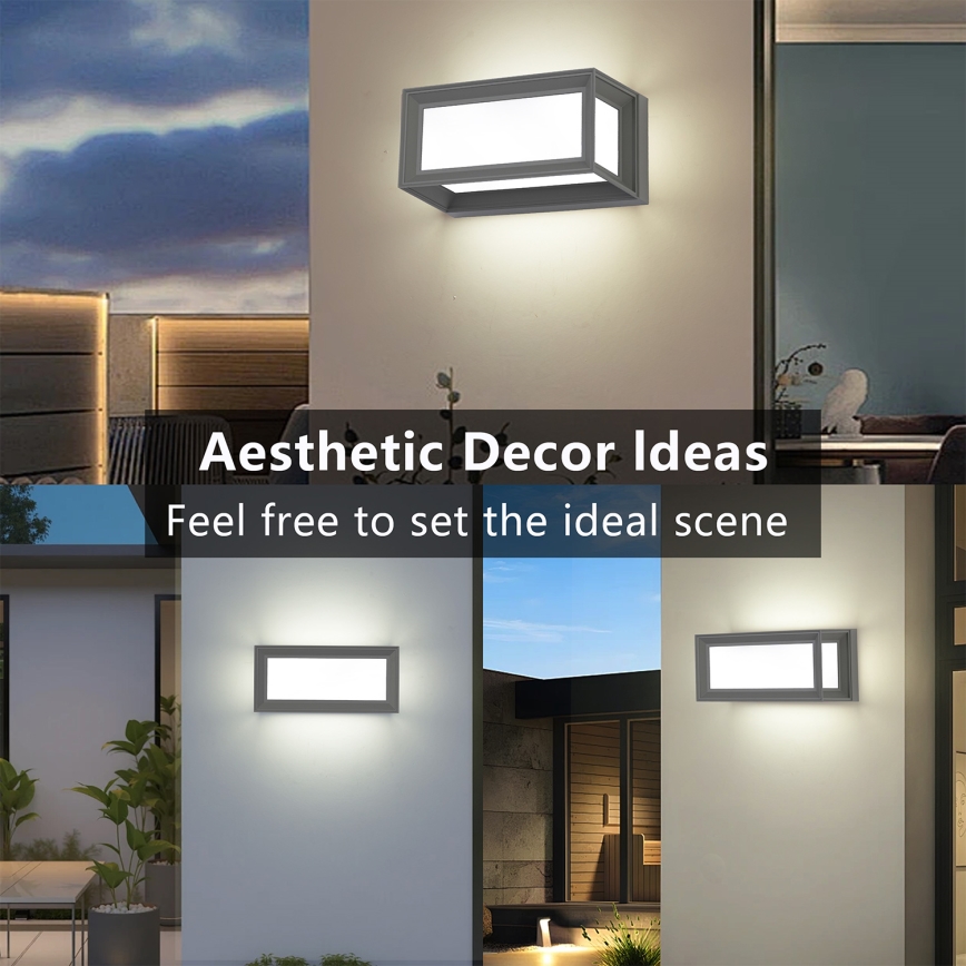 Brilagi - Aplică LED de exterior PARKER, 12W, 230V, 3000/4500/6000K, gri, IP44