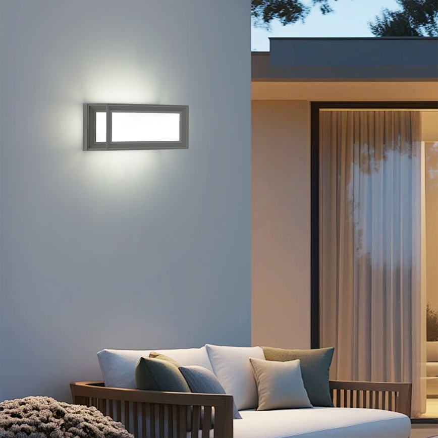 Brilagi - Aplică LED de exterior PARKER, 12W, 230V, 3000/4500/6000K, gri, IP44