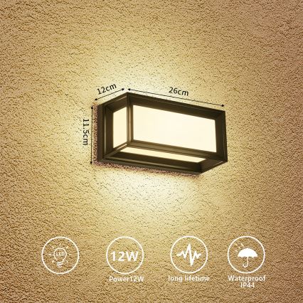 Brilagi - Aplică de perete LED pentru exterior PARKER LED/12W/230V 3000/4500/6000K neagră IP44