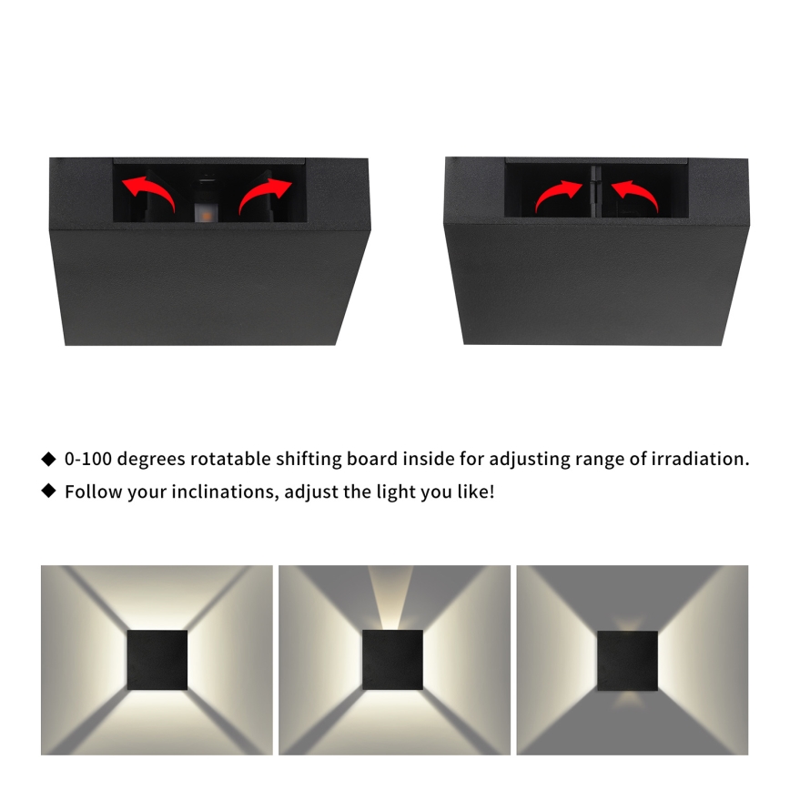 Brilagi - Aplica LED de perete pentru exterior QUADRAY LED/4W/230V neagră IP65