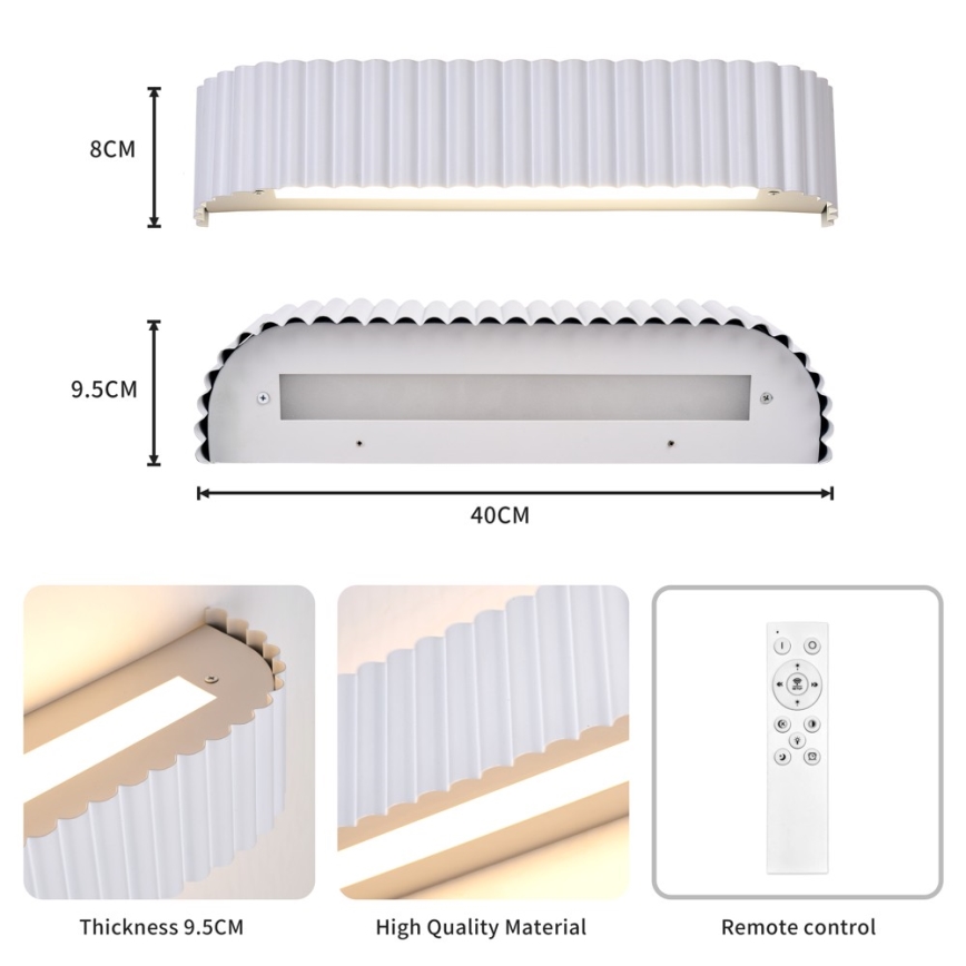 Brilagi - Aplică de perete LED dimabilă FALCON MODERN LED/14W/230V 3000-6000K 40 cm albă + telecomandă