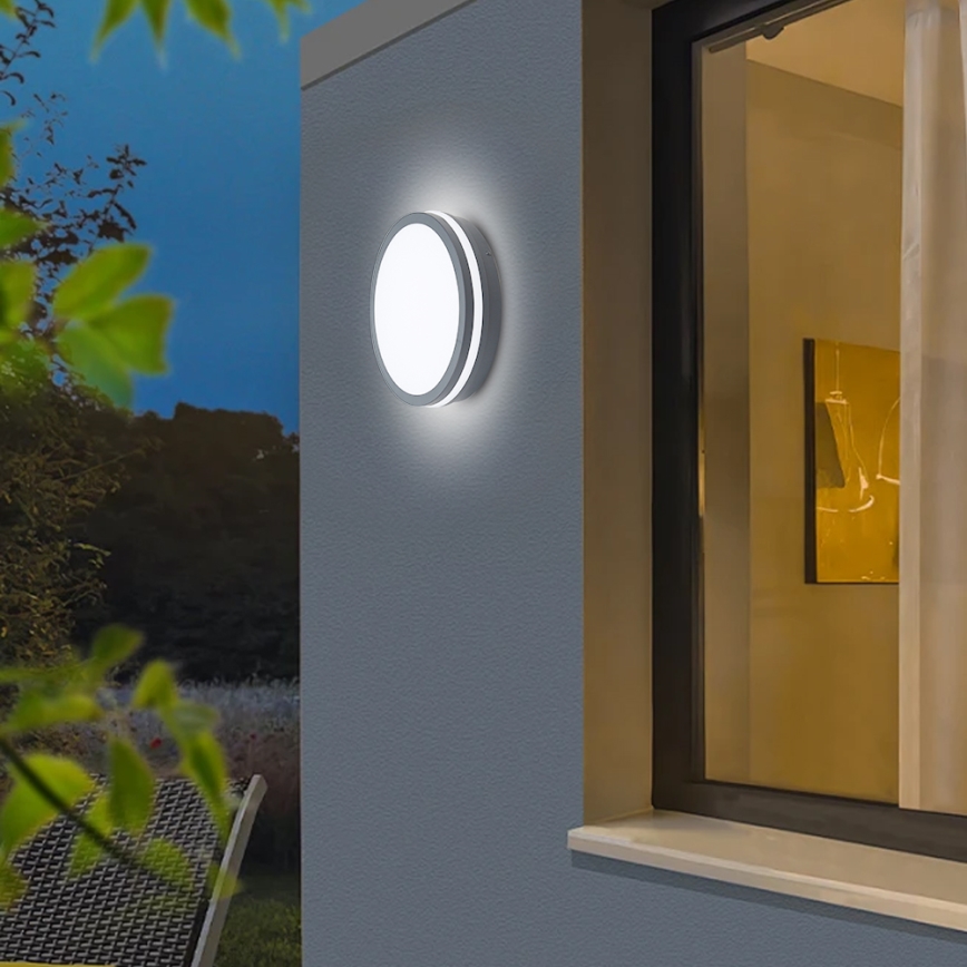 Brilagi - Corp de iluminat LED de exterior BENE cu senzor, LED 24W, 230V, Ø 26 cm, antracit, IP54