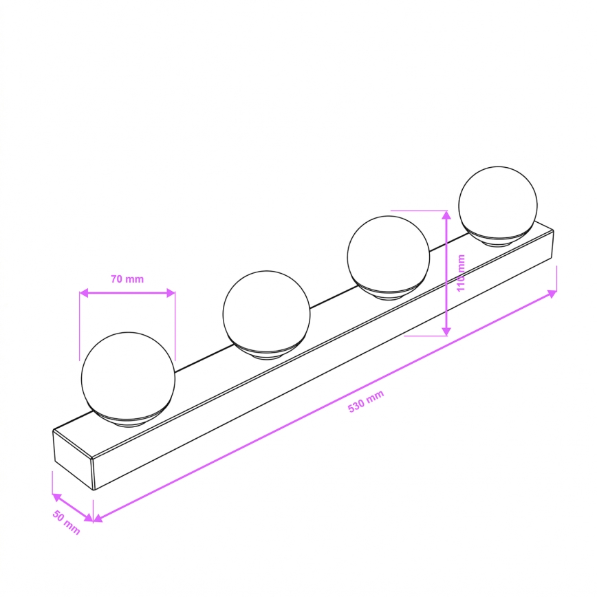 Brilagi - Aplica LED pentru oglindă de baie HOLLYWOOD 4xLED/3W/230V 53 cm IP44 crom lucios