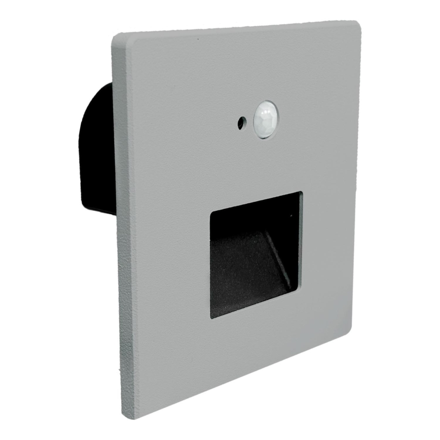 Brilagi - Aplica LED pentru scări JACK, cu senzor de mișcare și crepuscular, LED/3W/230V 3000/4000/6500K IP65, gri